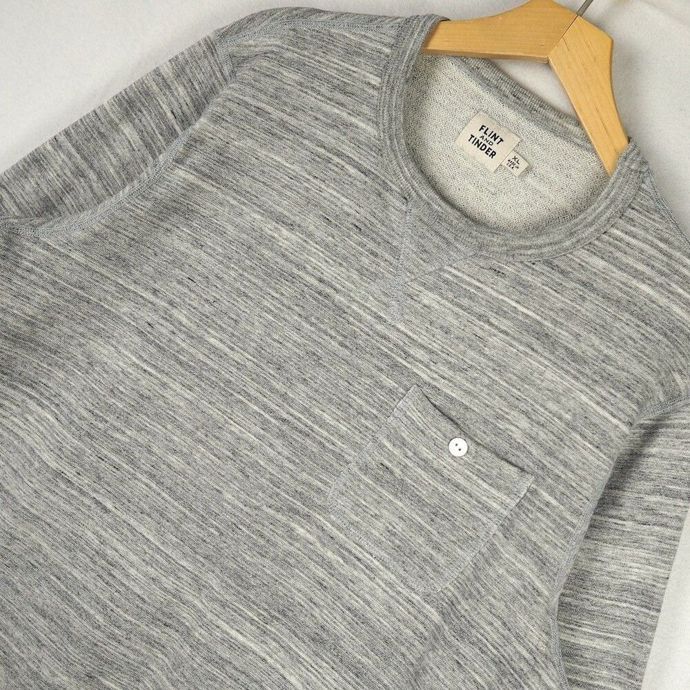 Flint & Tinder French Terry Pocket Crew Sweatshirt Mens XL Gray Made in USA